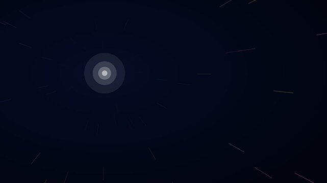 Neon multicolor off-center warp hyperspace background on cosmic blue, warp speed motion loop