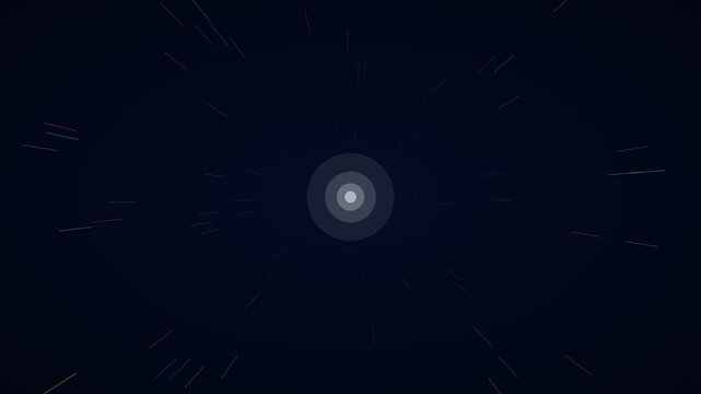 Neon multicolor burst speed lines hyperspace background on cosmic blue, warp speed motion loop