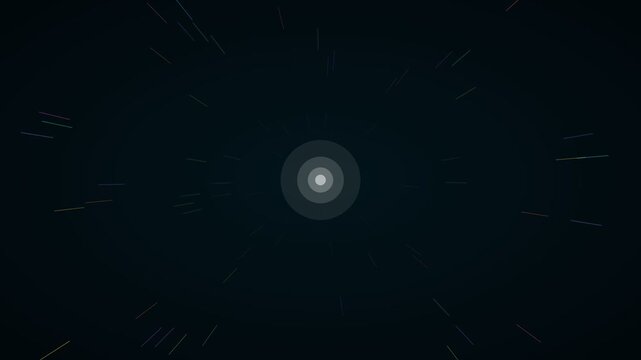 Neon multicolor burst speed lines hyperspace background on teal dark, warp speed motion loop