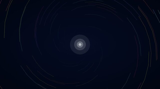 Neon multicolor spiral hyperspace hyperspace background on cosmic blue, warp speed motion loop