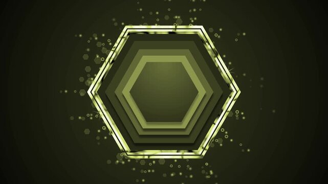Dark layered hexagon and bokeh light particles background animation