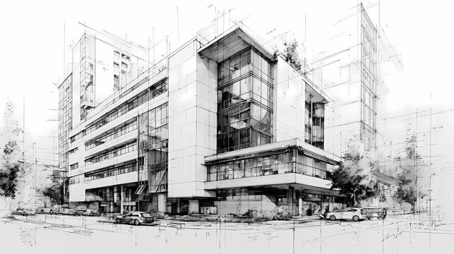 Masterful Hand-Drawn Building Design Classical Facade Detail