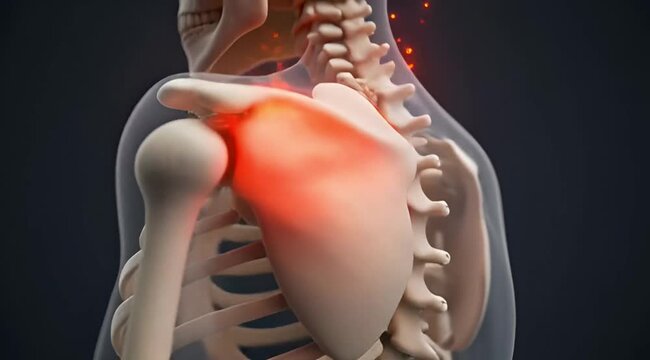 3D Human Shoulder Joint Anatomy with Rotator Cuff Pain and Inflammation Medical Animation