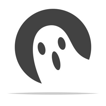 Round ghost icon transparent vector isolated illustration