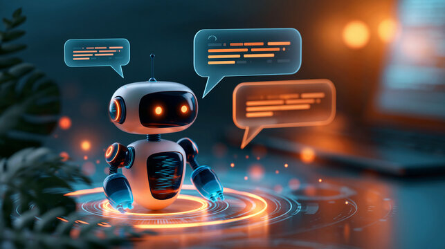 A clean chatbot concept with a chat robot answering questions online on a bright interface chatbot chat robot online questions website artificial intelligence customer