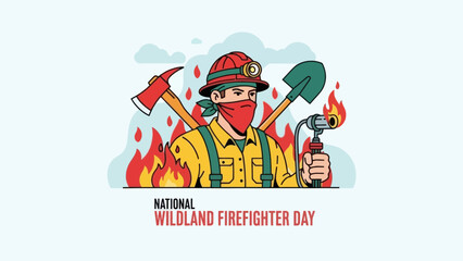 Fototapeta premium Brave Wildland Firefighter Ready for Duty with Tools