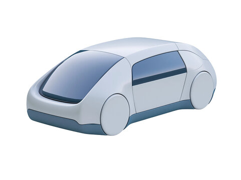 Light Gray Compact Autonomous Pod Vehicle Transparent PNG Isolated 3D Render