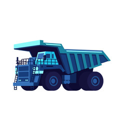 A stylized blue mining dump truck isolated against a white background © Faisal