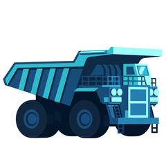 A stylized blue mining dump truck shown from a side profile angle against a plain white background © Faisal