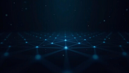 Fototapeta premium Premium Enterprise Blockchain Technology Background with Distributed Ledger Network - Navy and Black Tones - Copy Space on the Right