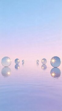 glowing orbs on water at sunset