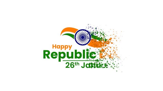 Happy Republic Day 26th January India Flag Animation.