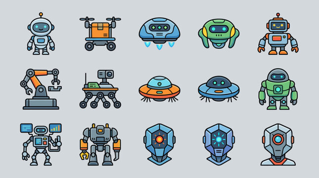 Assorted robot and droid icons