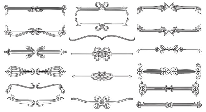 Elegant collection of decorative vintage ornaments and borders.