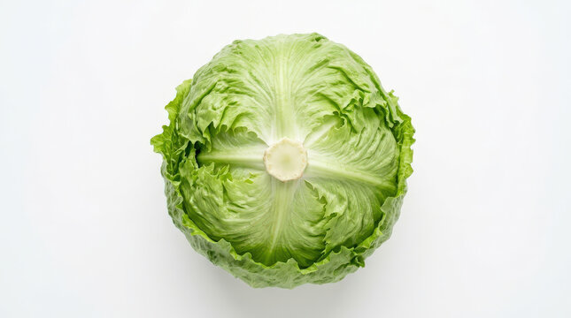 Fresh green cabbage head on white background, healthy food concept
