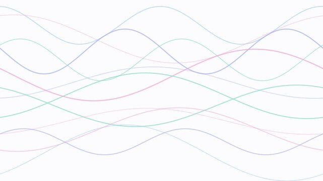 Flowing wave lines on pastel colors, corporate motion background seamless loop 4K
