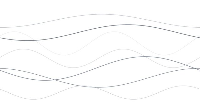 Flowing wave lines on white and gray, corporate motion background seamless loop 4K