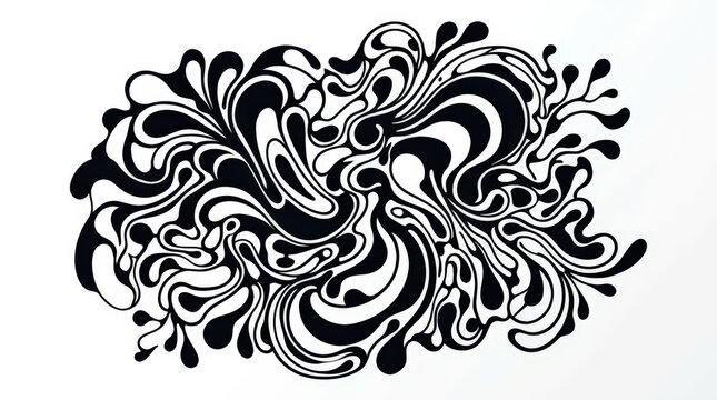 Intricate Black and White Abstract Floral Pattern Design