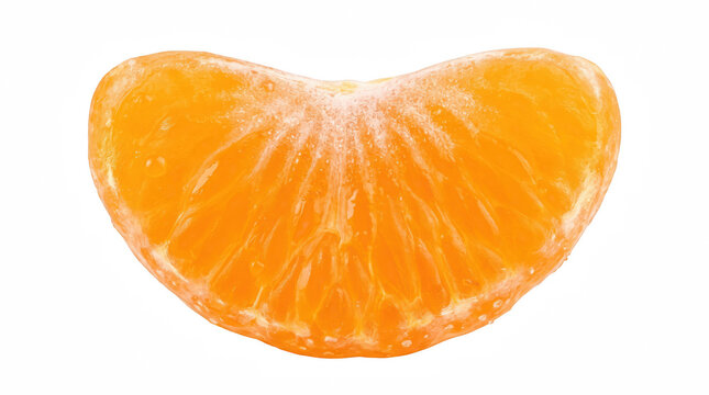 Fresh mandarin orange fruit segment isolated on transparent background for healthy diet food art.