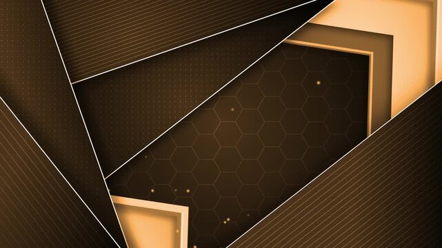 Abstract dark geometric background with layered framed shapes animation, Geometric modern tech style design with copy space