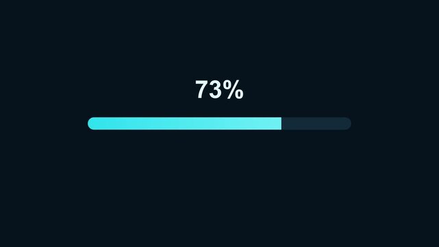 Progress bar loading animation, cyan on dark background 4K