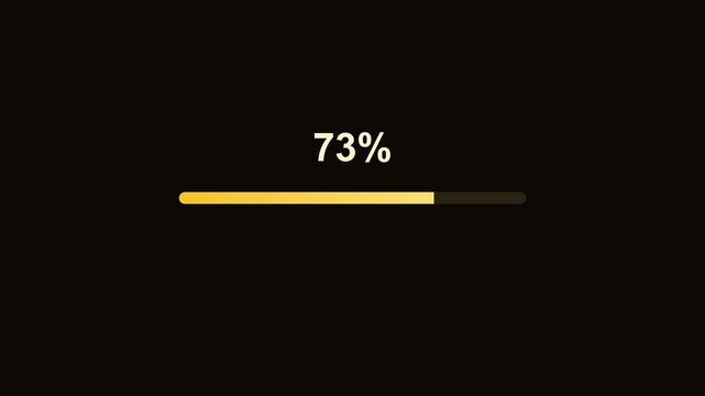 Progress bar loading animation, gold on dark background 4K