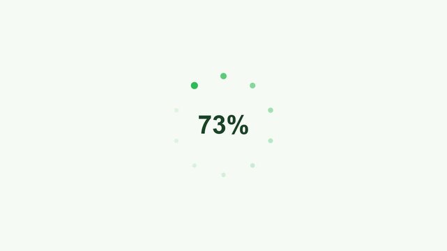 Dots progress indicator loading animation, green on white background 4K