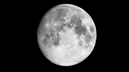 High-Resolution Detailed Full Moon Isolated on Black Background © Digi US