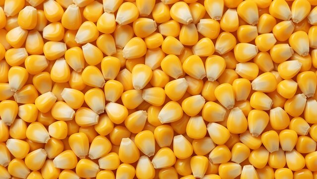 Fresh yellow corn kernels closely packed together in natural setting