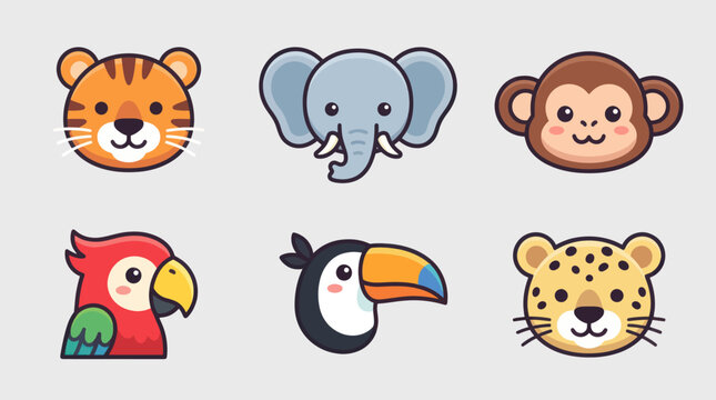Cartoon animal faces collection
