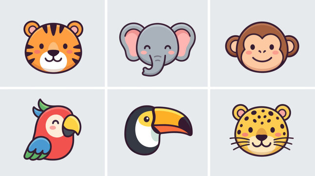 Cartoon animal faces collection
