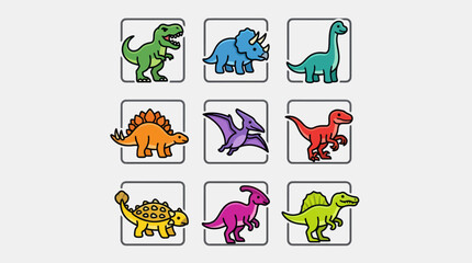 Cartoon dinosaur icons collection © Valee