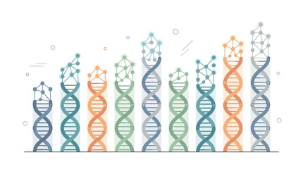 Fototapeta premium DNA Helix Bar Chart Infographic for Genetic Data Analysis and Biotech Research 