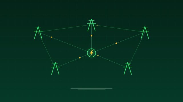 Animated Smart electric grid power network pine concept loop