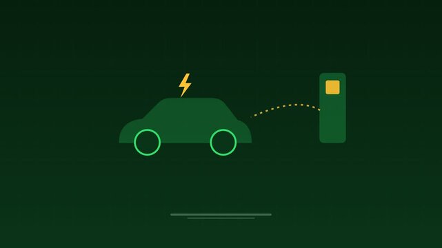 Animated Electric car charging station green concept loop