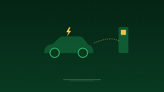 Animated Electric car charging station emerald concept loop