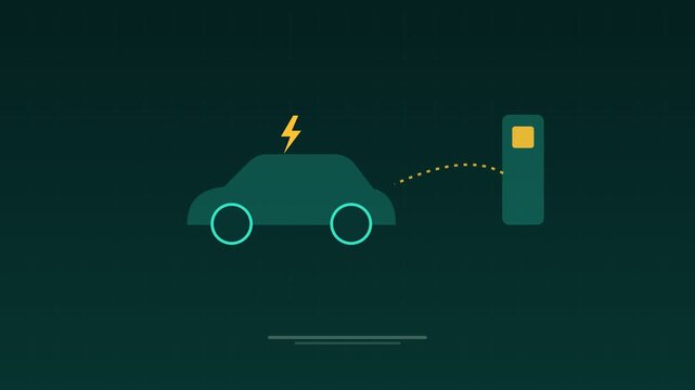 Animated Electric car charging station teal concept loop