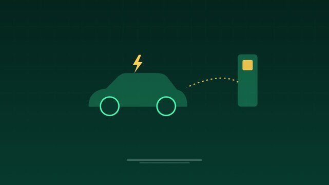Animated Electric car charging station mint concept loop