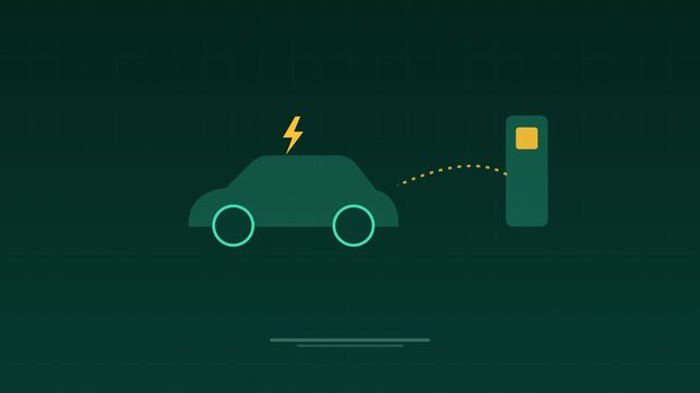 Animated Electric car charging station seafoam concept loop