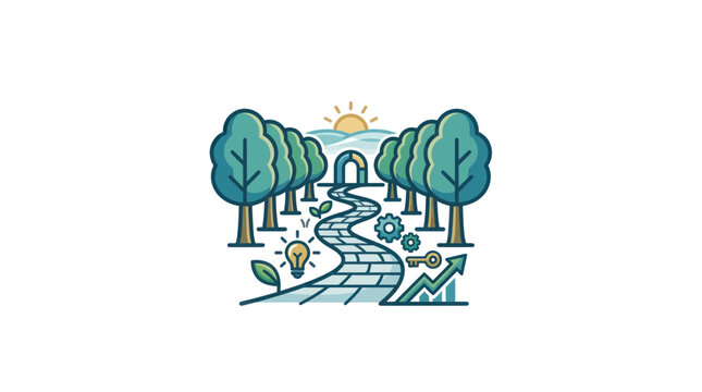 Path to Success: Idea, Growth, Key, and Innovation illustration
