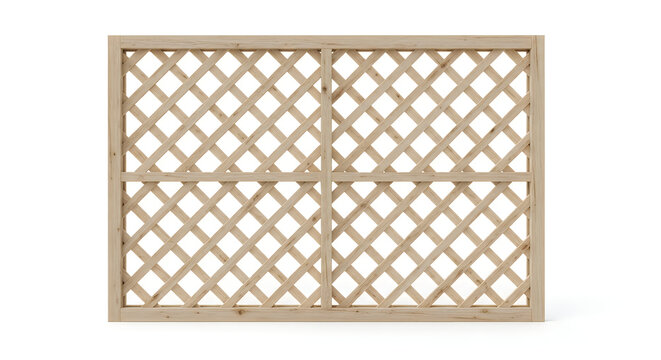 Wooden lattice fence panel isolated on white background