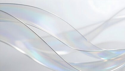 Fototapeta premium Abstract flowing translucent ribbons with iridescent light reflections