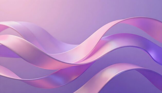 Abstract flowing ribbons in soft pastel pink and purple hues create a serene visual