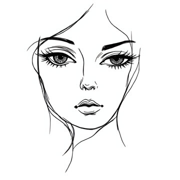 Drawing of a woman's face in black lines on white background