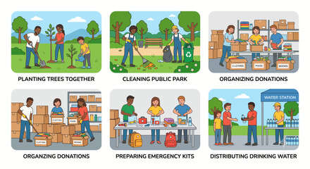 Fototapeta premium World Humanitarian Day Flat Vector Illustration with Global Solidarity, Helping Hands and Humanitarian Support Concept
