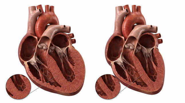 Healthy Human Heart with Normal Internal Anatomy Isolated on White Background