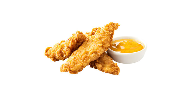 Crispy fried chicken strips with dipping sauce