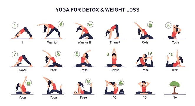 Colorful Yoga Pose Sequence Chart Displayed on White Background