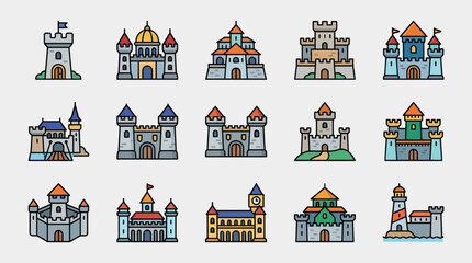 Collection of cartoon castles and fortresses © Thamuss