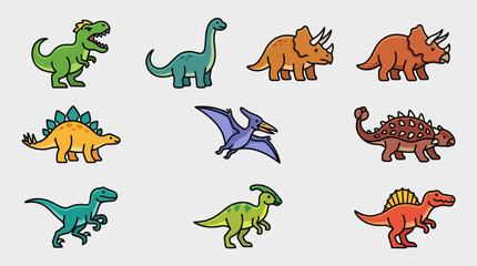 Collection of cartoon dinosaur icons © Thamuss